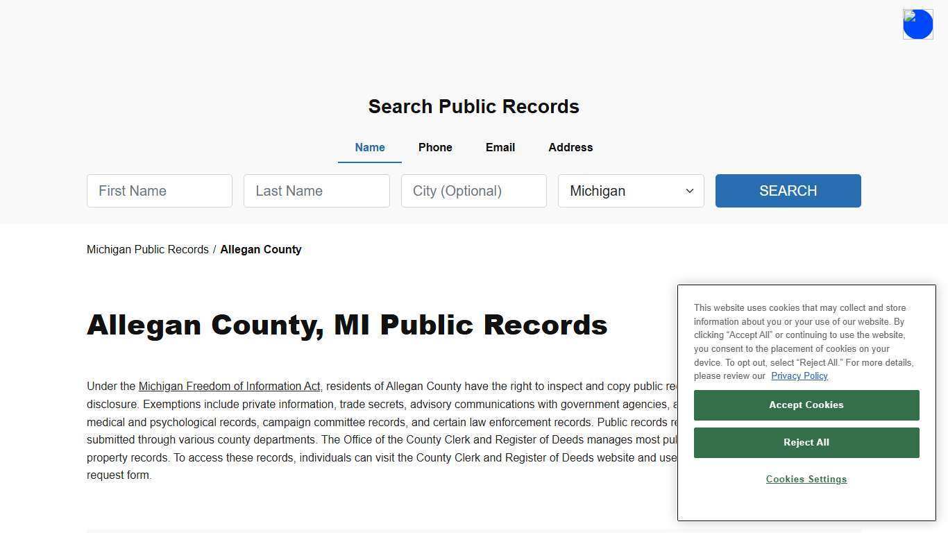 Allegan County, MI Public Court, Arrest and Inmate Records - ThePublicIndex