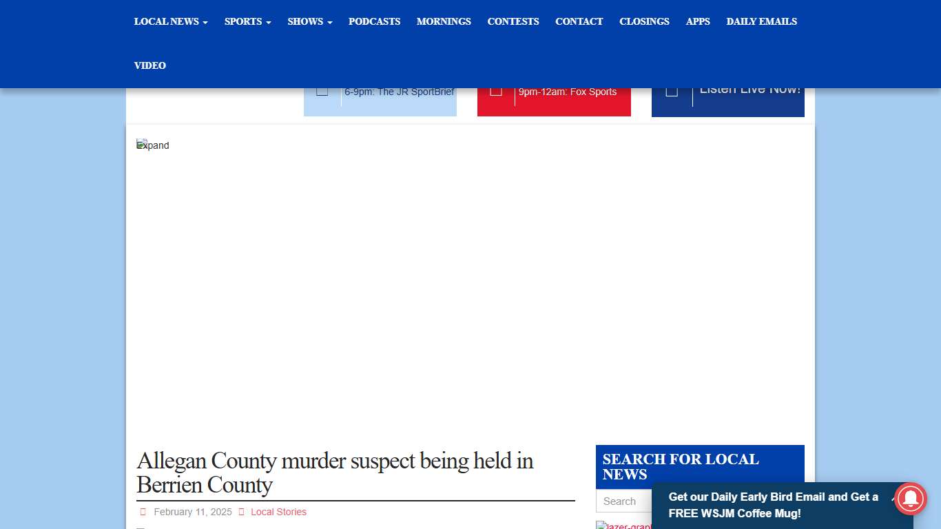 Allegan County murder suspect being held in Berrien County | News/Talk/Sports 94.9 WSJM